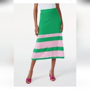 Scoop Green and Pink Crochet Skirt Size Medium NWT